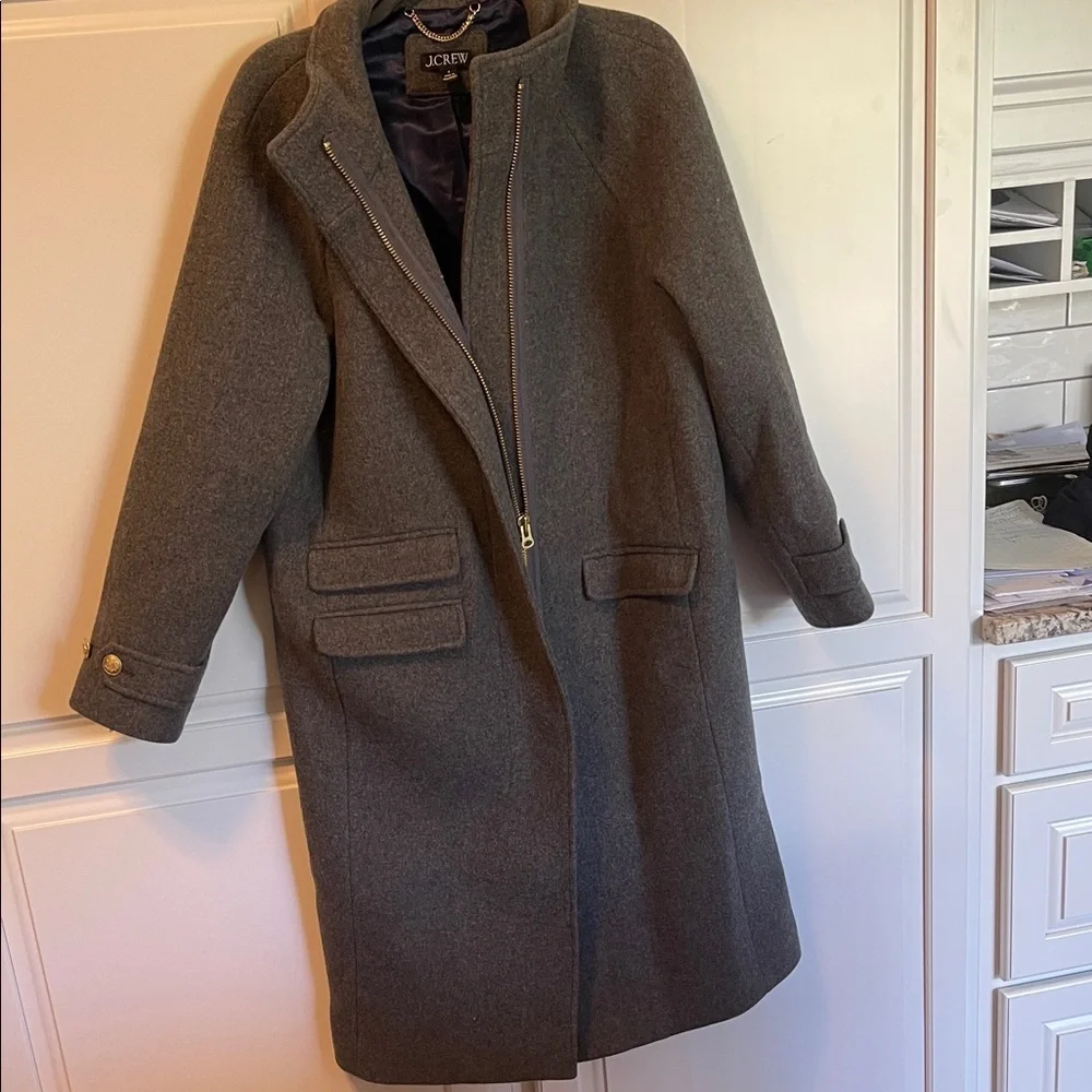 J. Crew Gray Wool-Blend Peacoat with Gold Button Detail - Picture 2 of 8